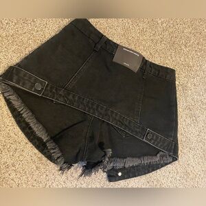 Alexander Wang Cutaway Black Denim Skort
